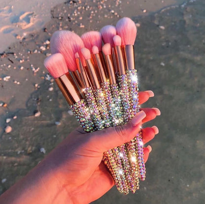 Blinged out makeup brushes